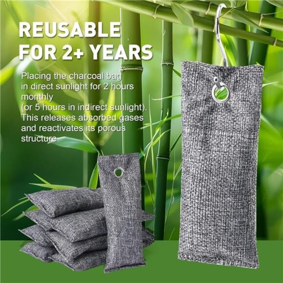 8 Pack Activated Charcoal Odor Absorber, Odor Eliminator for Strong 0dor,Shoe - Picture 3 of 8